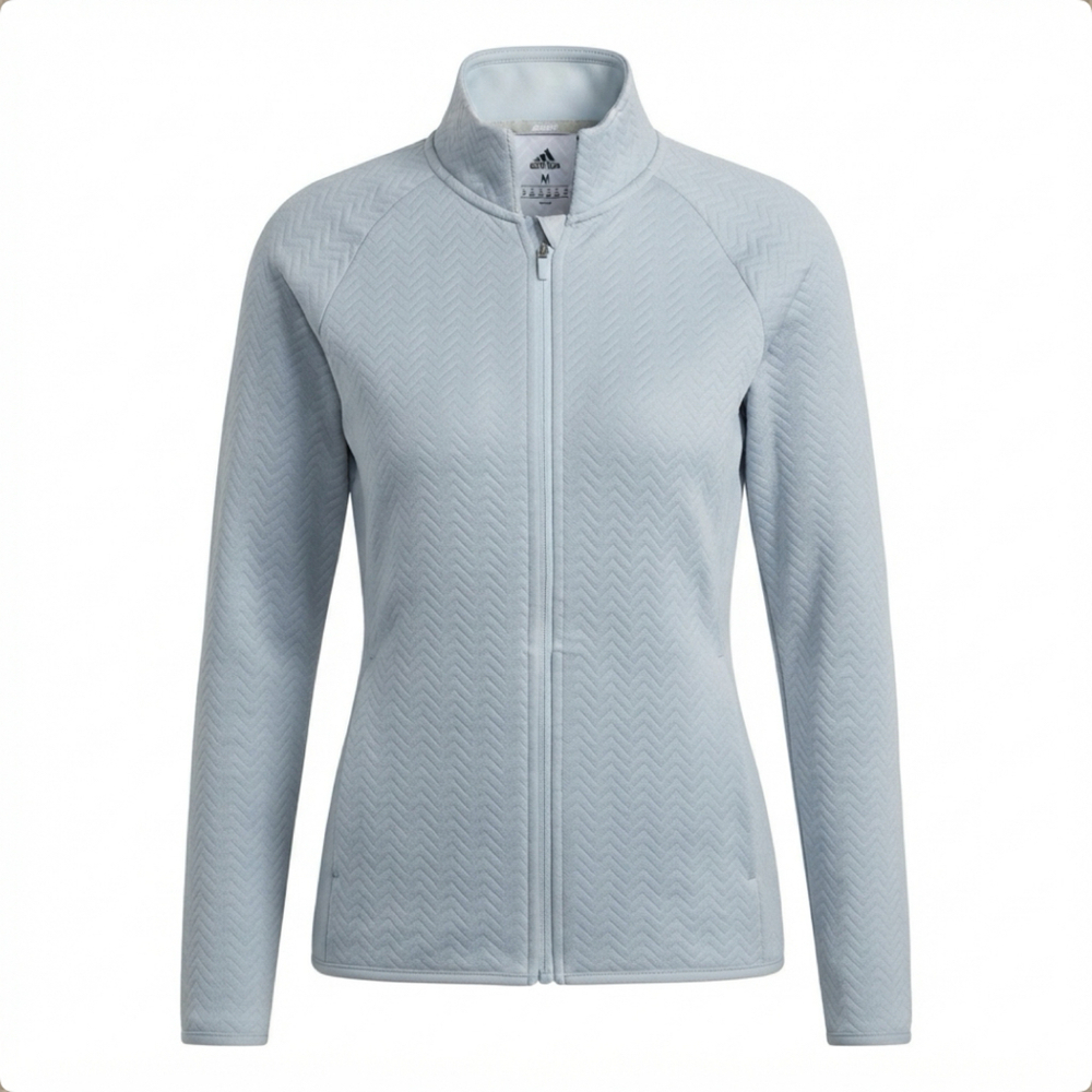 adidas Women's Textured Layer Full Zip Golf Jacket Ambient Sky Blue Size M NWOT